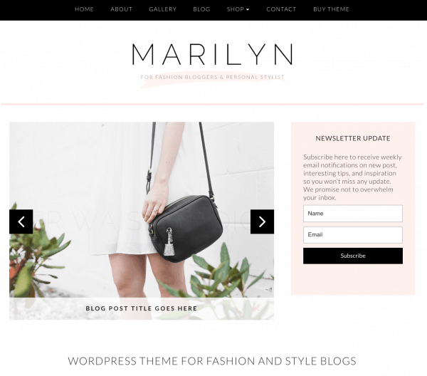 best feminine wordpress themes marilyn Bluchic startbloggingpros.com